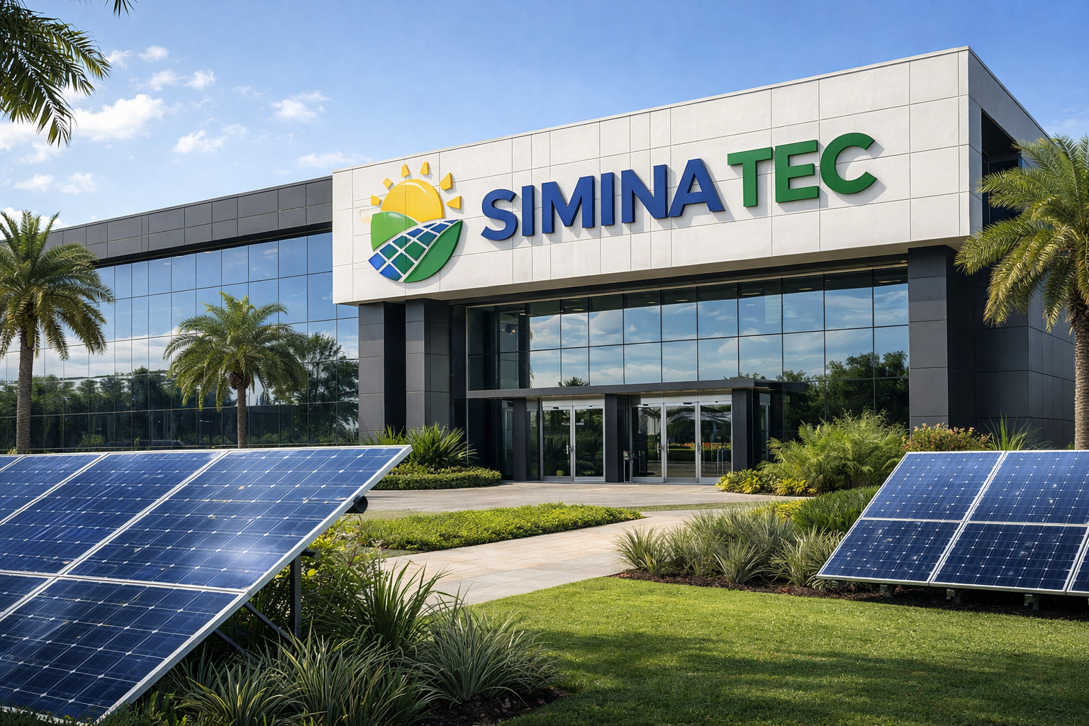 Sede da Simina TECH com painéis solares na fachada